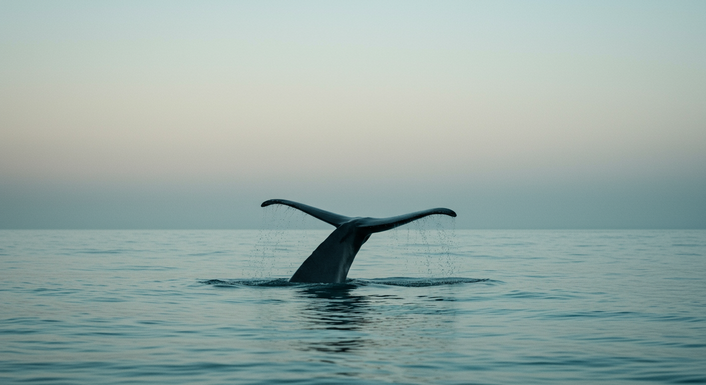Cola de ballena al atardecer